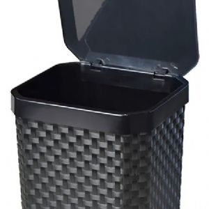 Lixeira De Pia Rattan Com Tampa Preta 5 Litros